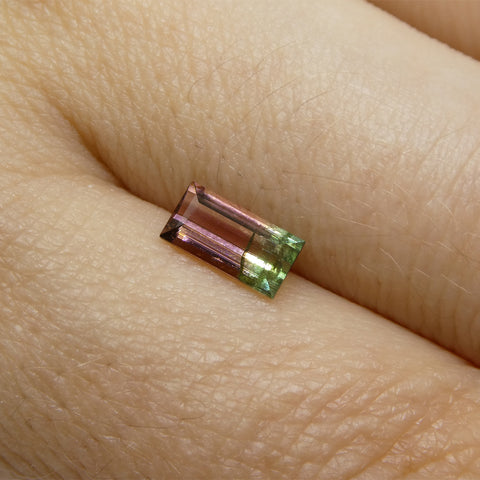 0.75ct Emerald Cut Pink & Green Bi-Colour Tourmaline from Brazil