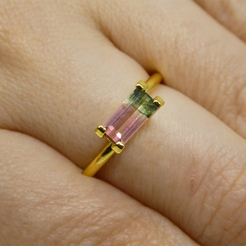 0.75ct Emerald Cut Pink & Green Bi-Colour Tourmaline from Brazil