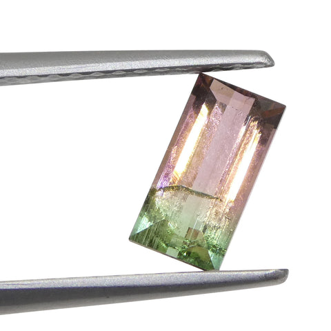 0.75ct Emerald Cut Pink & Green Bi-Colour Tourmaline from Brazil