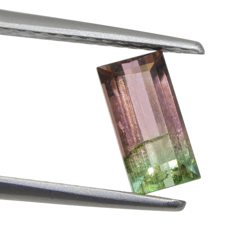 0.75ct Emerald Cut Pink & Green Bi-Colour Tourmaline from Brazil