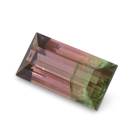 0.75ct Emerald Cut Pink & Green Bi-Colour Tourmaline from Brazil