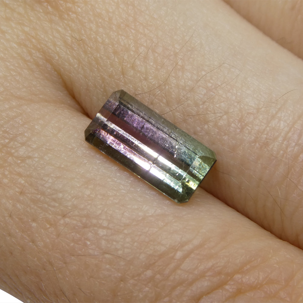 3.19ct Emerald Cut Pink & Green Bi-Colour Tourmaline from Brazil - Skyjems Wholesale Gemstones