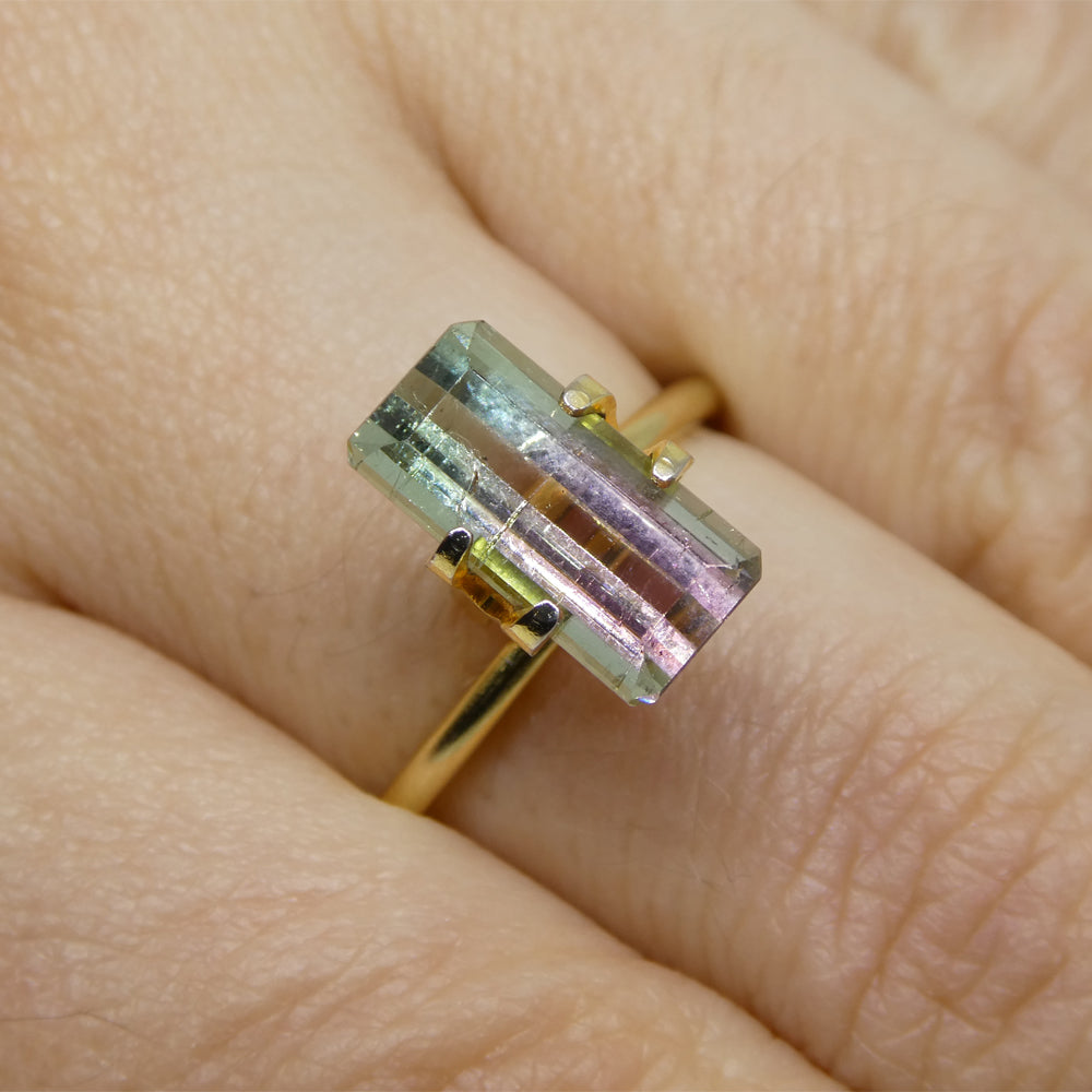 3.19ct Emerald Cut Pink & Green Bi-Colour Tourmaline from Brazil - Skyjems Wholesale Gemstones