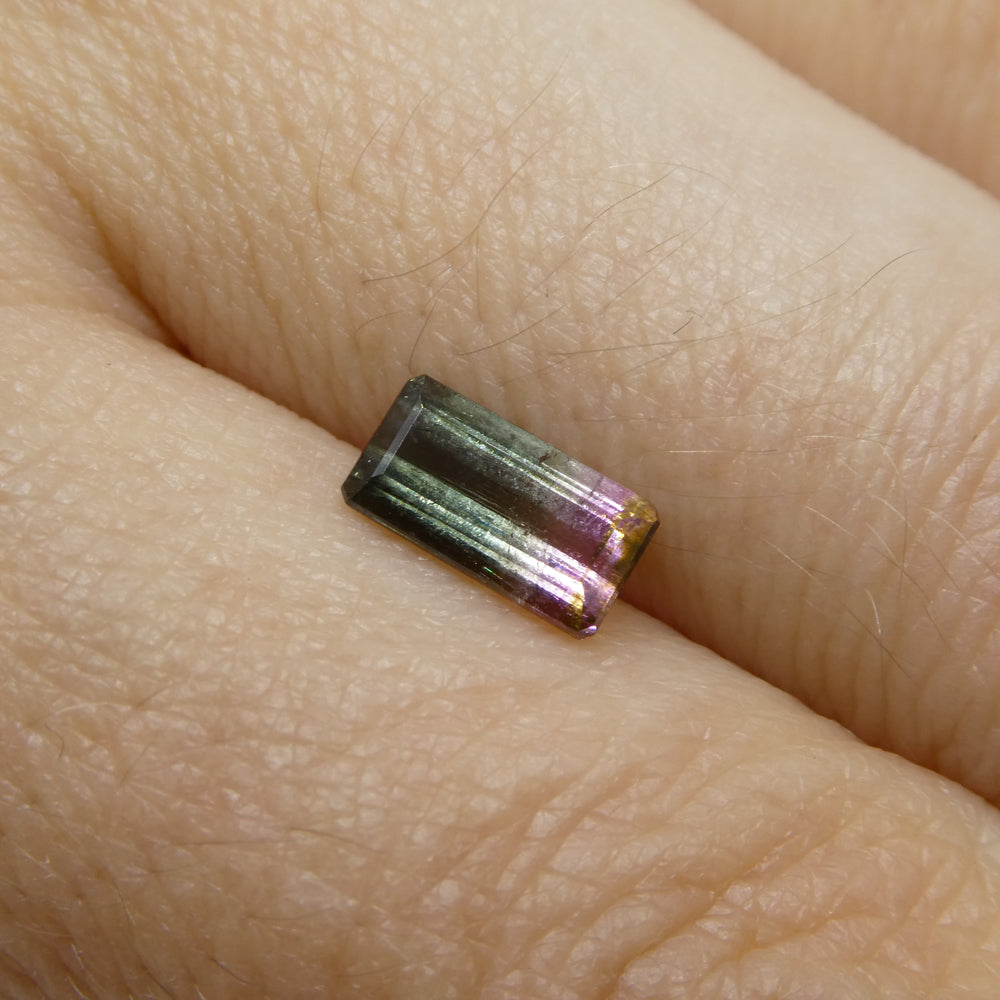 1.02ct Emerald Cut Pink & Green Bi-Colour Tourmaline from Brazil - Skyjems Wholesale Gemstones