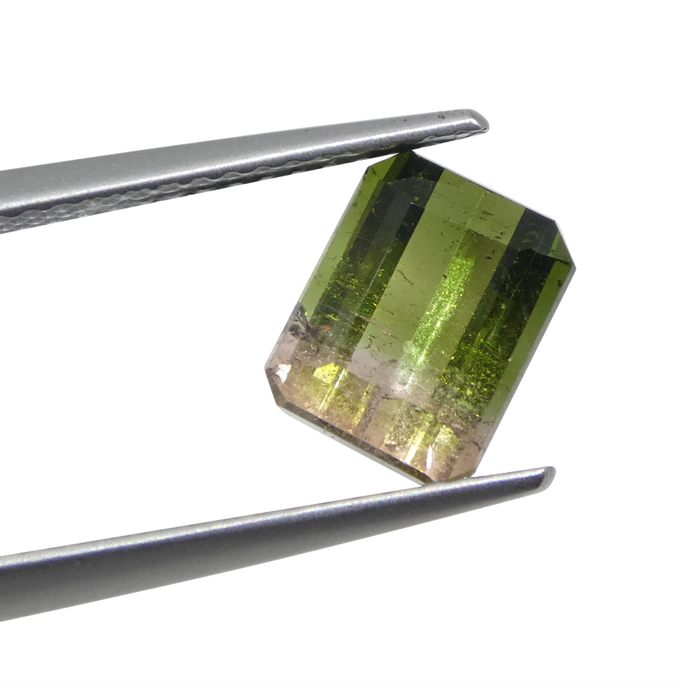 Bi-Colour Tourmaline 2.32 cts 8.22x 6.46 x 4.79  Emerald Cut Pink & Green  $930