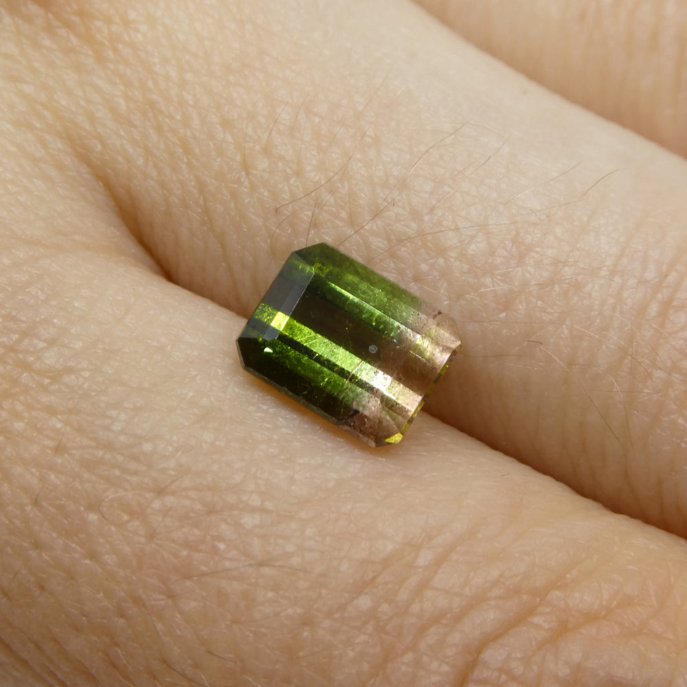 2.32ct Emerald Cut Pink & Green Bi-Colour Tourmaline from Brazil - Skyjems Wholesale Gemstones