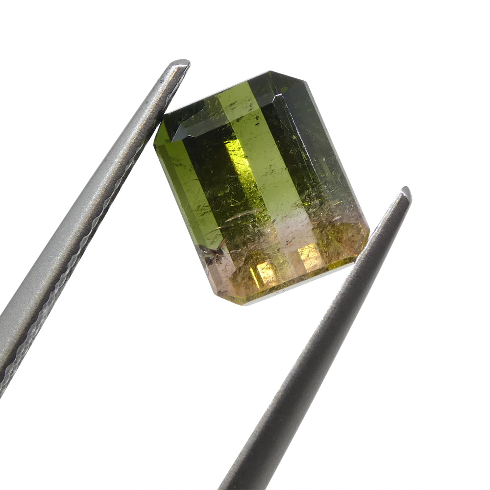 2.32ct Emerald Cut Pink & Green Bi-Colour Tourmaline from Brazil - Skyjems Wholesale Gemstones