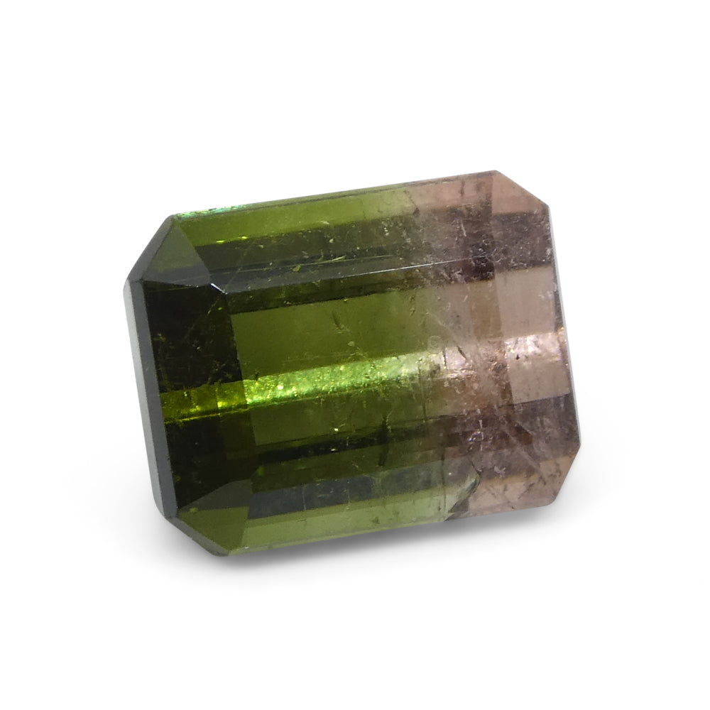 2.32ct Emerald Cut Pink & Green Bi-Colour Tourmaline from Brazil - Skyjems Wholesale Gemstones