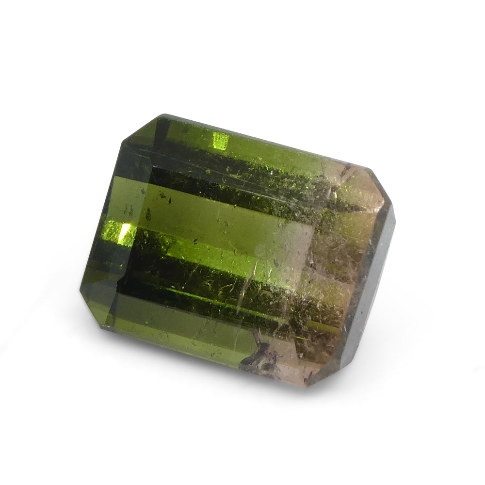 2.32ct Emerald Cut Pink & Green Bi-Colour Tourmaline from Brazil - Skyjems Wholesale Gemstones