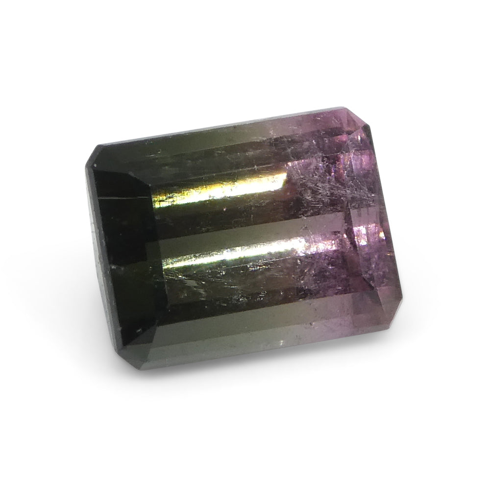 1.3ct Emerald Cut Pink & Green Bi-Colour Tourmaline from Brazil - Skyjems Wholesale Gemstones