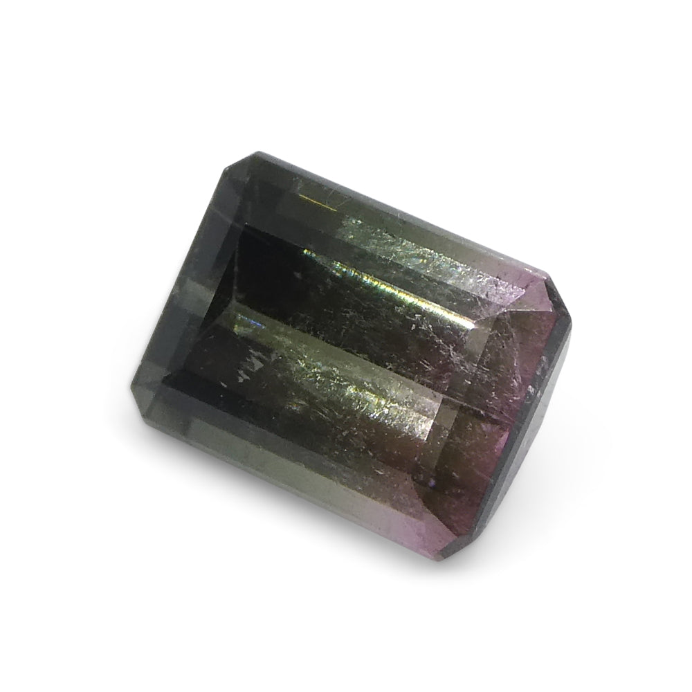 1.3ct Emerald Cut Pink & Green Bi-Colour Tourmaline from Brazil - Skyjems Wholesale Gemstones