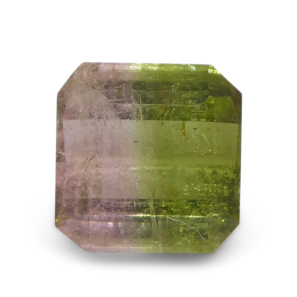 1.23ct Square Pink & Green Bi-Colour Tourmaline from Brazil - Skyjems Wholesale Gemstones