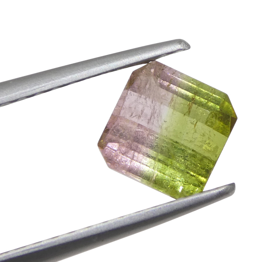 1.23ct Square Pink & Green Bi-Colour Tourmaline from Brazil - Skyjems Wholesale Gemstones