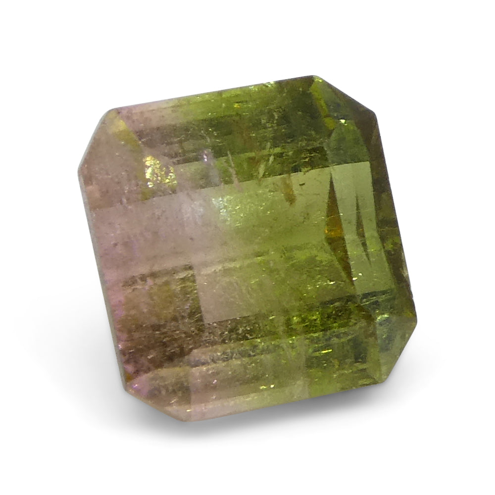 1.23ct Square Pink & Green Bi-Colour Tourmaline from Brazil - Skyjems Wholesale Gemstones