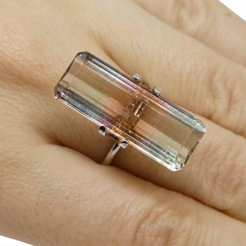 14.95ct Emerald Cut Pink & Green Bi-Colour Tourmaline from Brazil - Skyjems Wholesale Gemstones