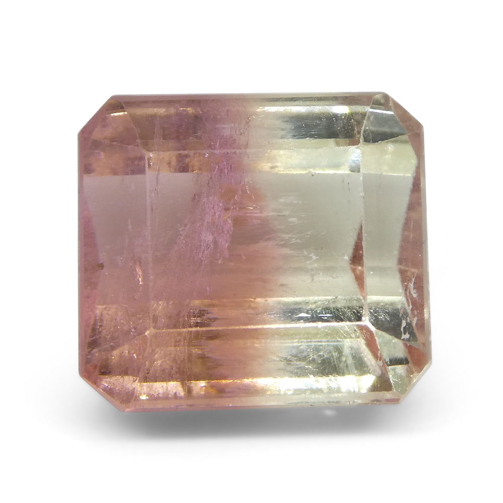 6.62ct Emerald Cut Pink & Green Bi-Colour Tourmaline from Brazil - Skyjems Wholesale Gemstones