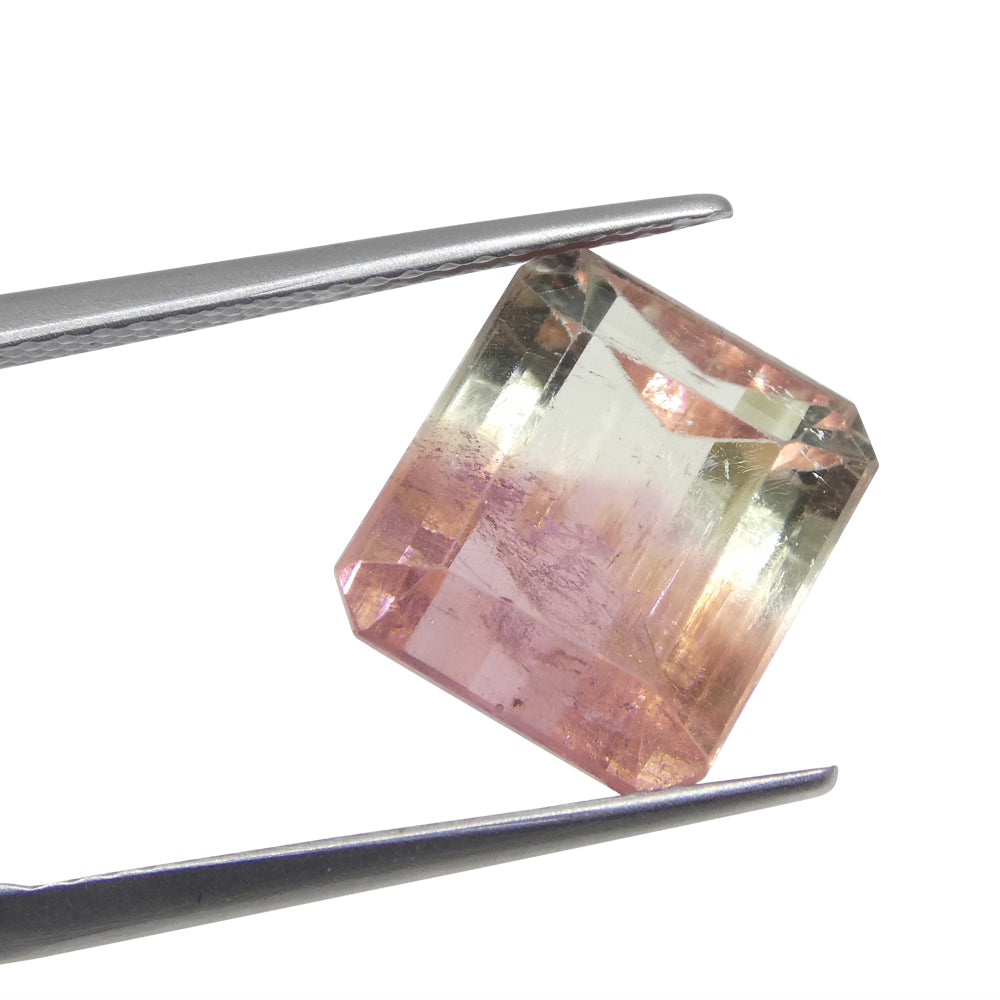 6.62ct Emerald Cut Pink & Green Bi-Colour Tourmaline from Brazil - Skyjems Wholesale Gemstones