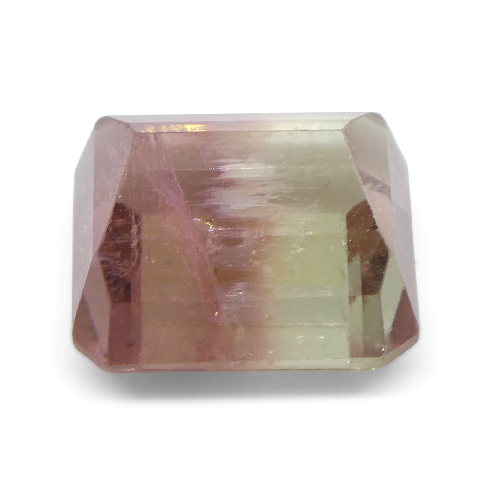 6.62ct Emerald Cut Pink & Green Bi-Colour Tourmaline from Brazil - Skyjems Wholesale Gemstones