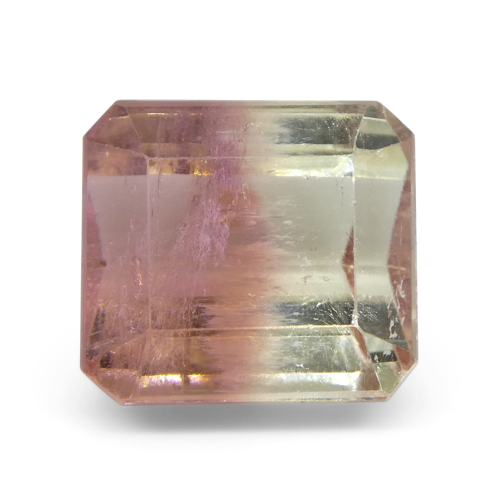 6.62ct Emerald Cut Pink & Green Bi-Colour Tourmaline from Brazil - Skyjems Wholesale Gemstones