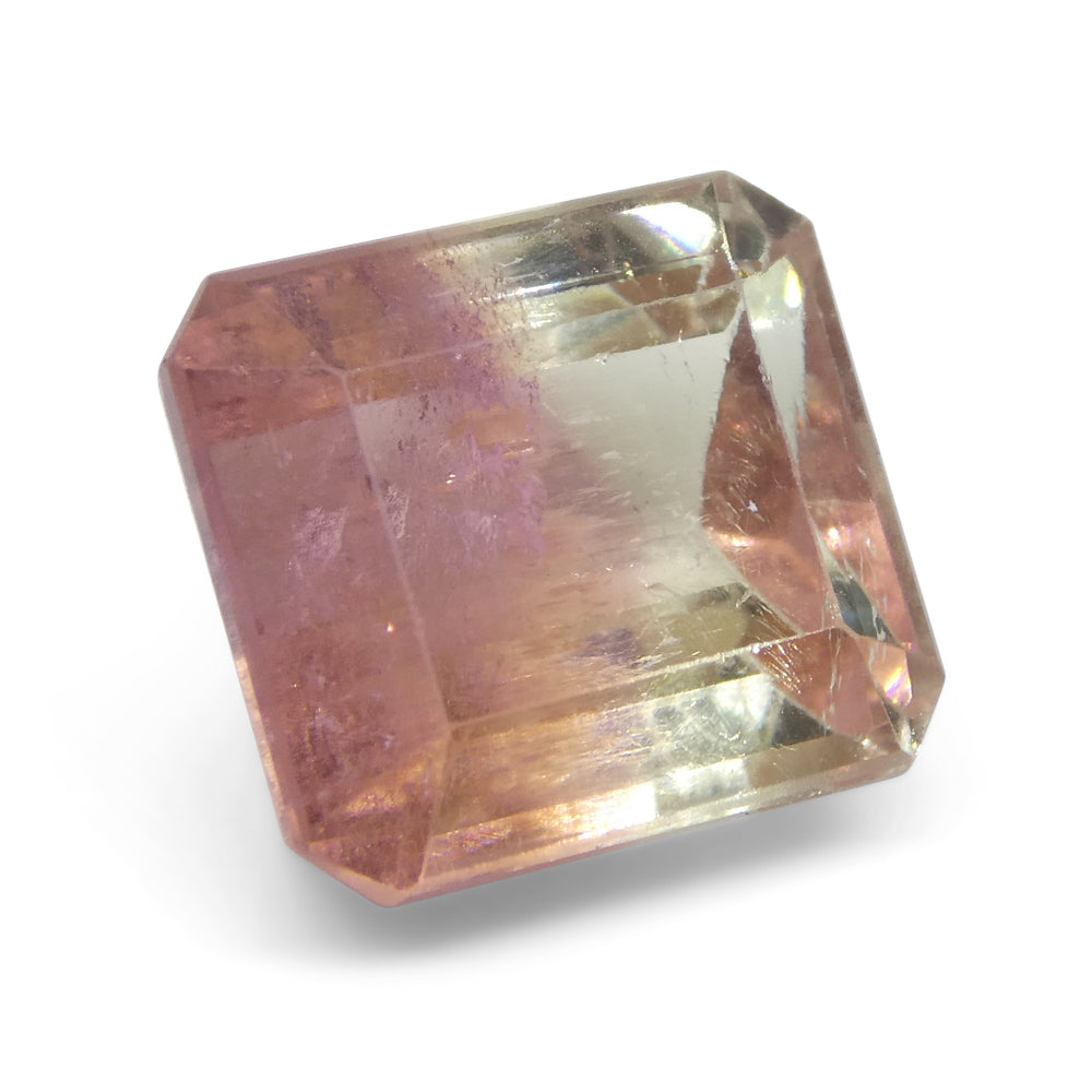 6.62ct Emerald Cut Pink & Green Bi-Colour Tourmaline from Brazil - Skyjems Wholesale Gemstones