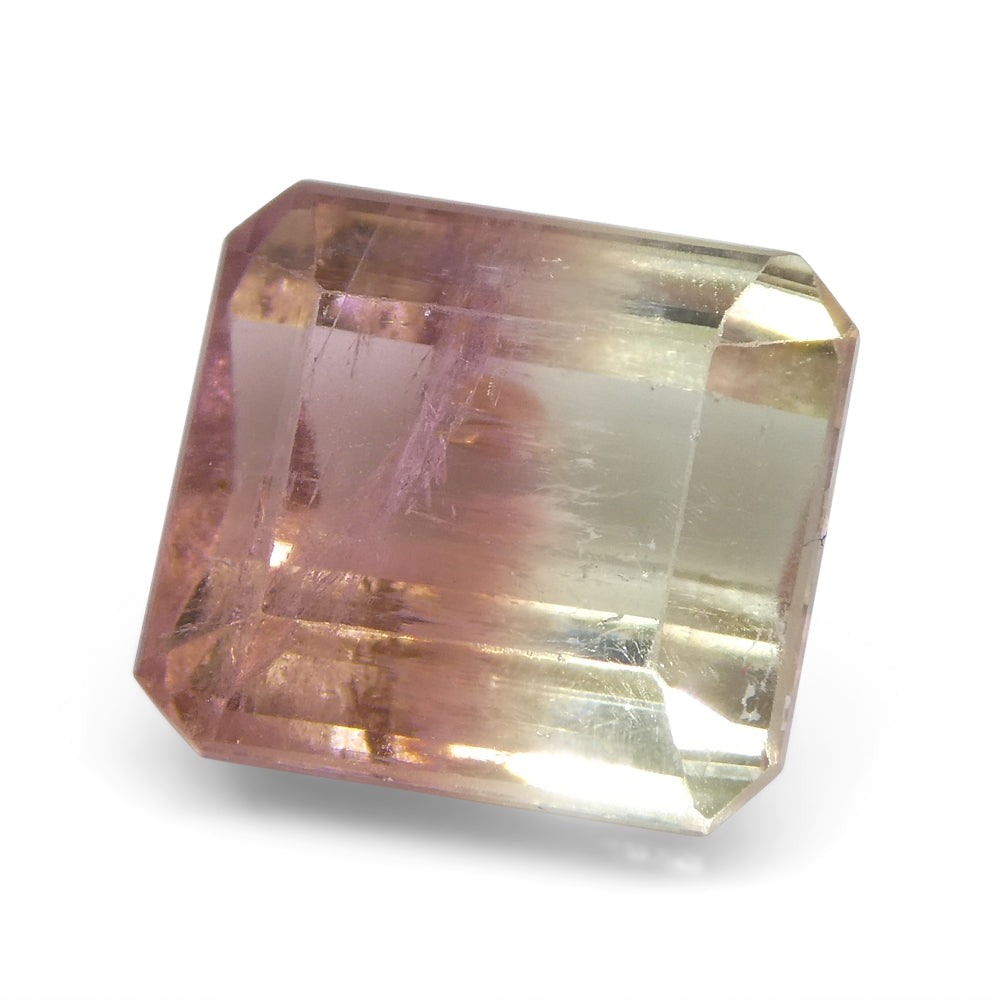 6.62ct Emerald Cut Pink & Green Bi-Colour Tourmaline from Brazil - Skyjems Wholesale Gemstones