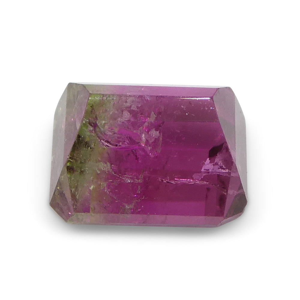 Bi-Colour Tourmaline 3.09 cts 8.53 x 7.34 x 5.45 Emerald Cut purplish Pink & Green  $930