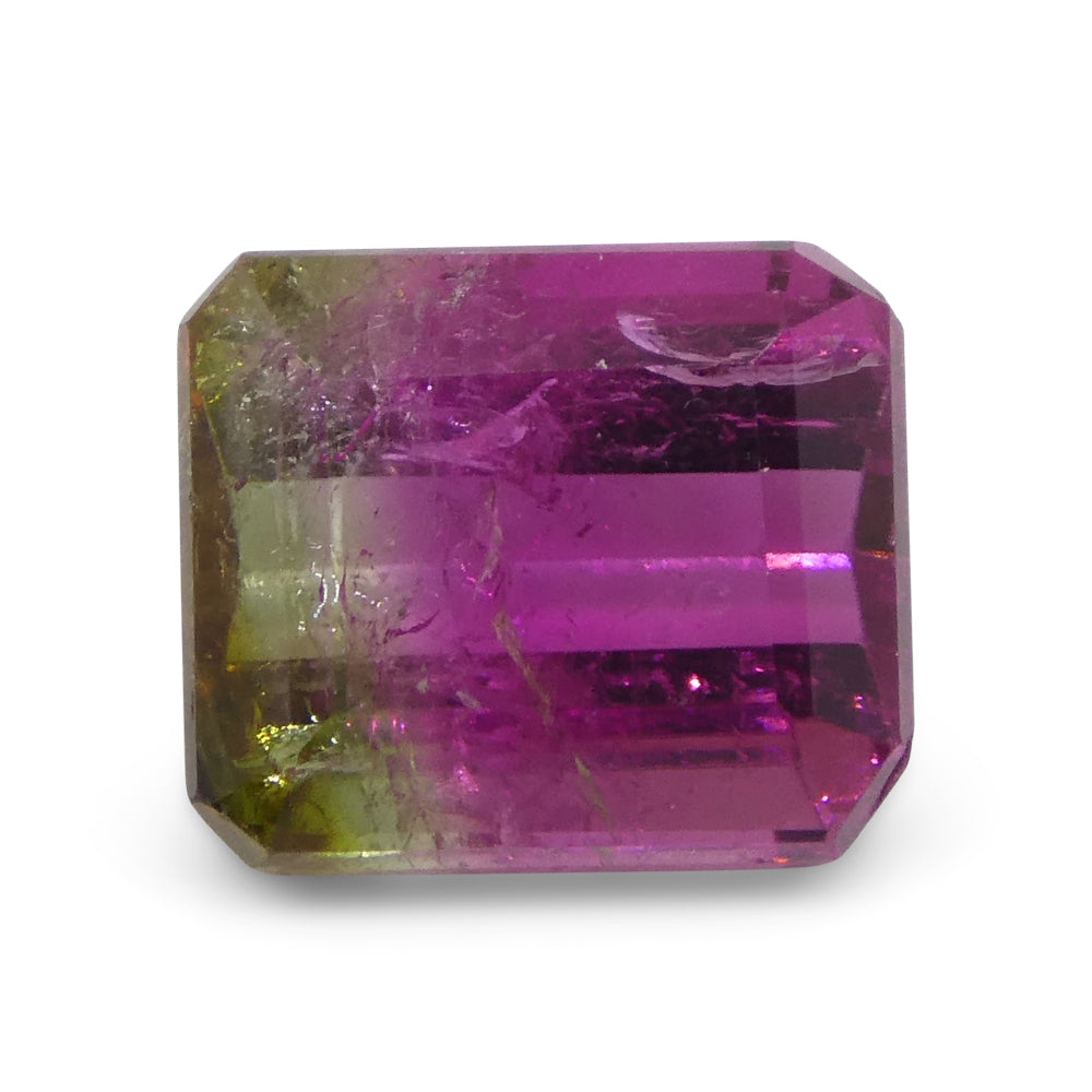 3.09ct Emerald Cut Pink & Green Bi-Colour Tourmaline from Brazil - Skyjems Wholesale Gemstones