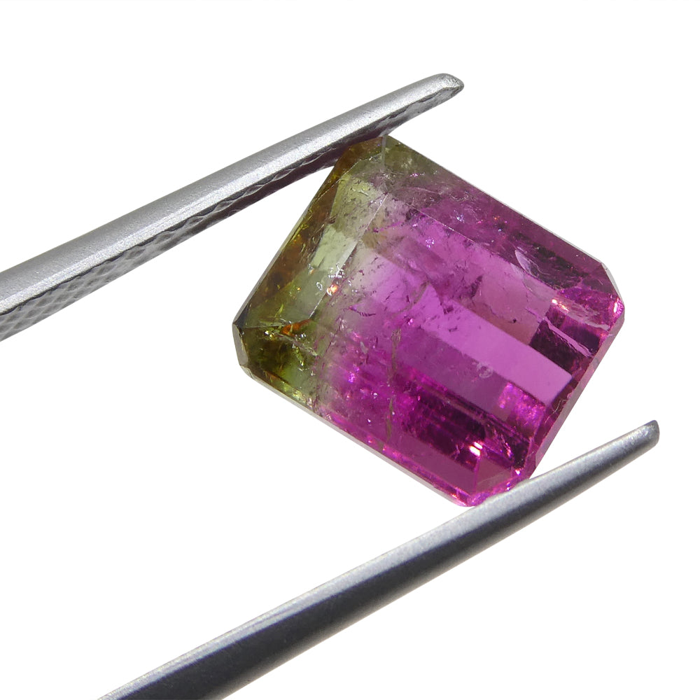 3.09ct Emerald Cut Pink & Green Bi-Colour Tourmaline from Brazil - Skyjems Wholesale Gemstones