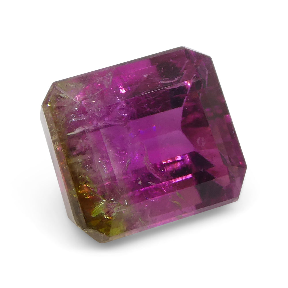 3.09ct Emerald Cut Pink & Green Bi-Colour Tourmaline from Brazil - Skyjems Wholesale Gemstones