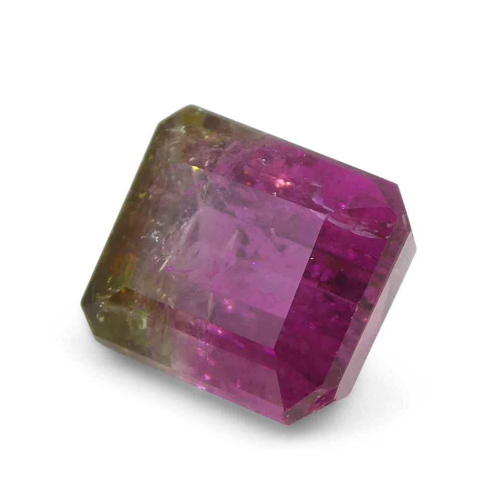 3.09ct Emerald Cut Pink & Green Bi-Colour Tourmaline from Brazil - Skyjems Wholesale Gemstones