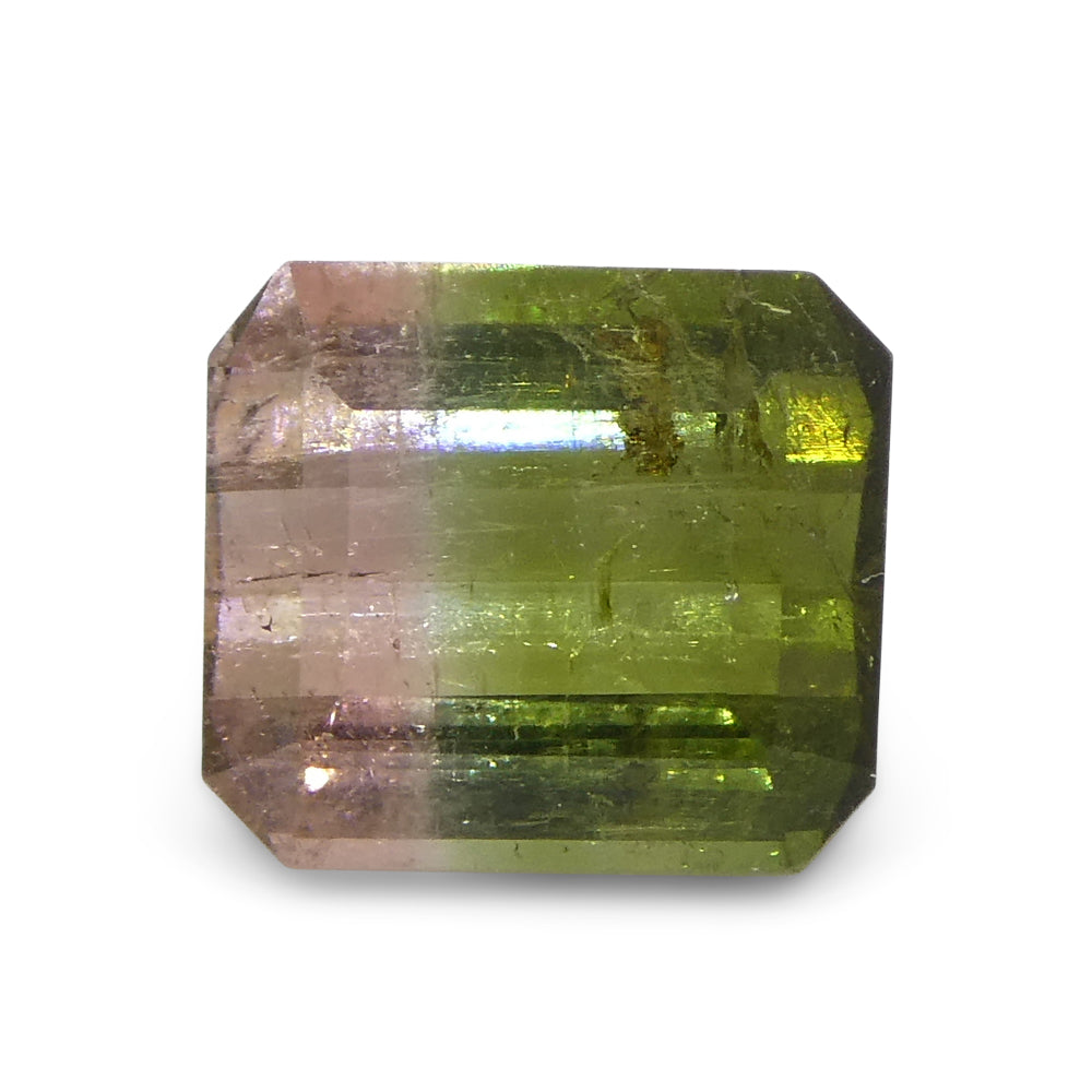 1.57ct Emerald Cut Green & Pink Bi-Colour Tourmaline from Brazil - Skyjems Wholesale Gemstones