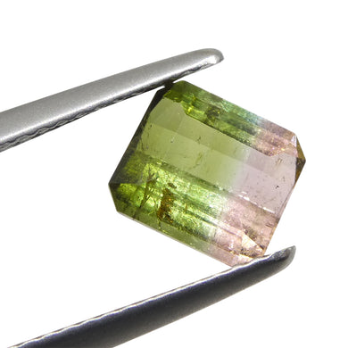 Bi-Colour Tourmaline 1.57 cts 7.12 x 6.32 x 4.05 Emerald Cut Green & Pink  $480