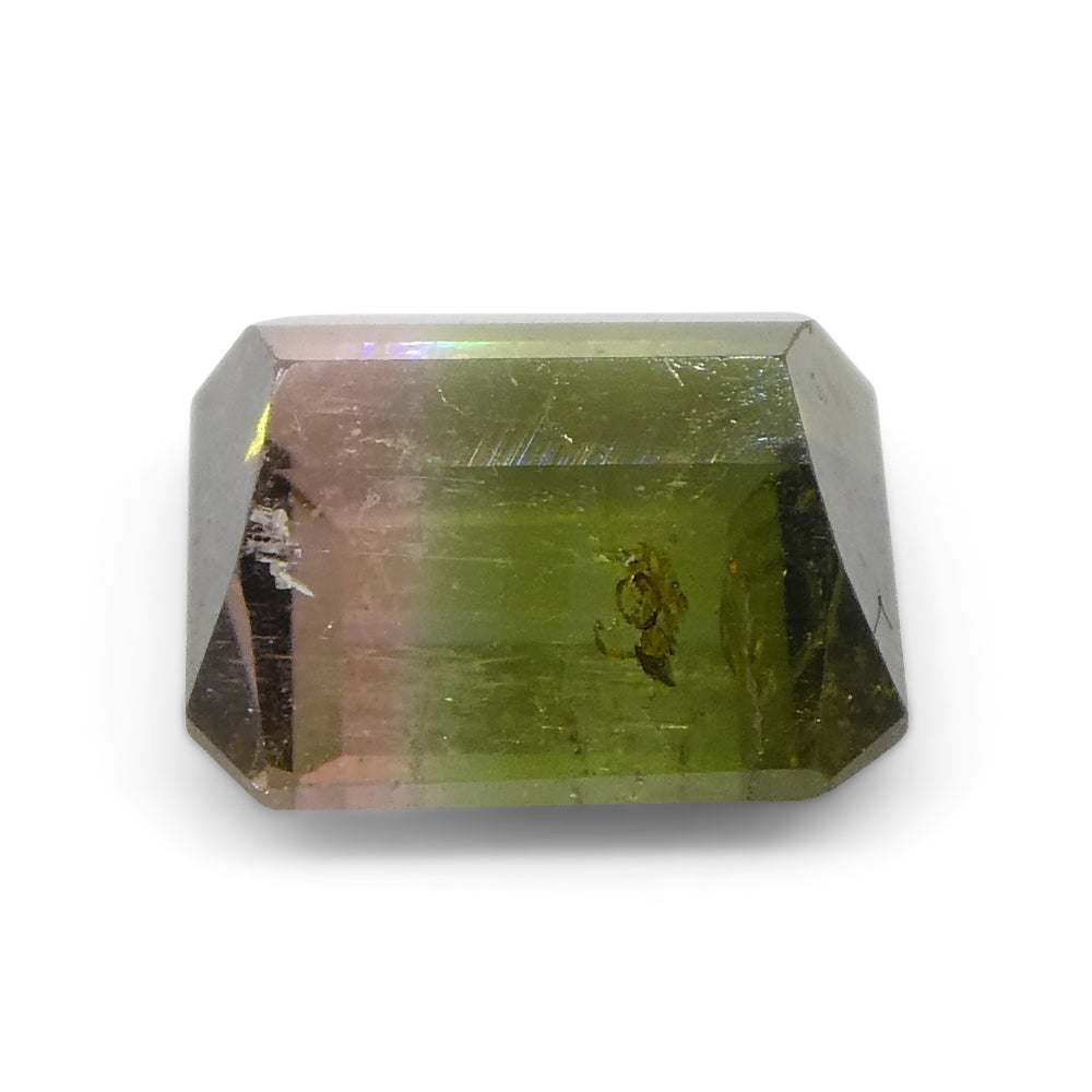 1.57ct Emerald Cut Green & Pink Bi-Colour Tourmaline from Brazil - Skyjems Wholesale Gemstones