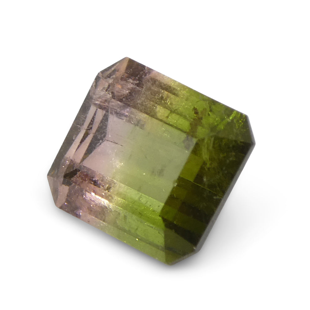 1.57ct Emerald Cut Green & Pink Bi-Colour Tourmaline from Brazil - Skyjems Wholesale Gemstones