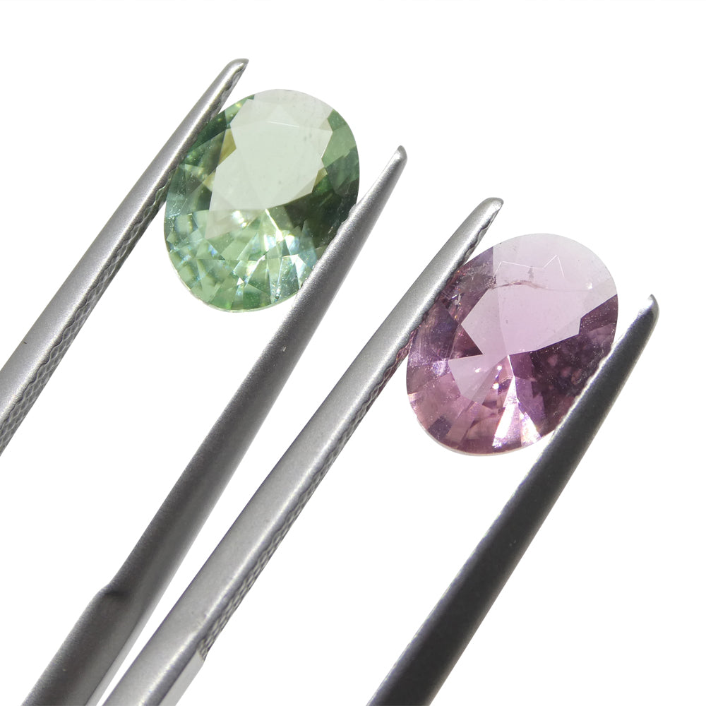 Tourmaline 2.7 cts 9.18 x 6.68 x 3.58 mm/ 6.91 x 9.21 x 3.93 Oval Pink/Green  $950