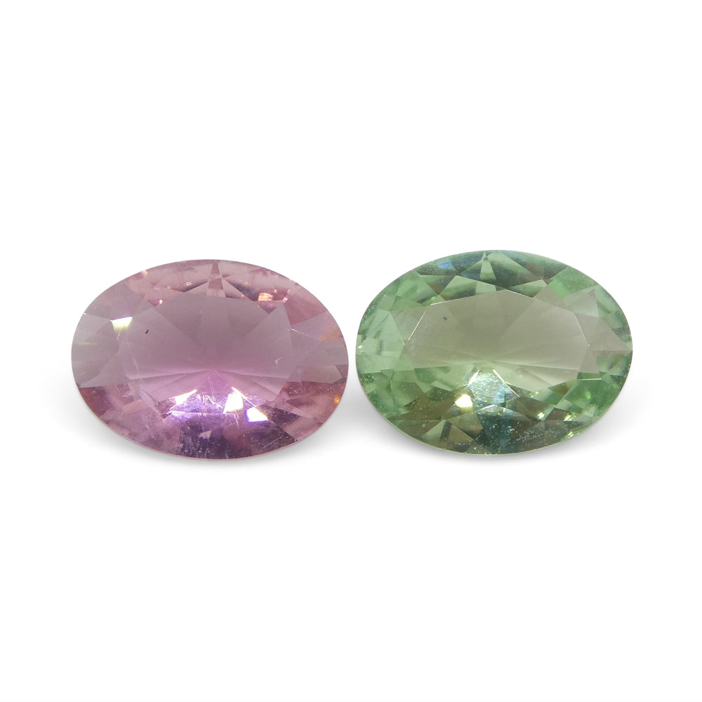 2.7ct Pair Oval Pink/Green Tourmaline from Brazil - Skyjems Wholesale Gemstones