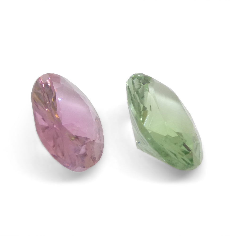 2.7ct Brazilian Pink and Green Oval Tourmaline Matched Pair from SkyJems Rare Gemstones Collection