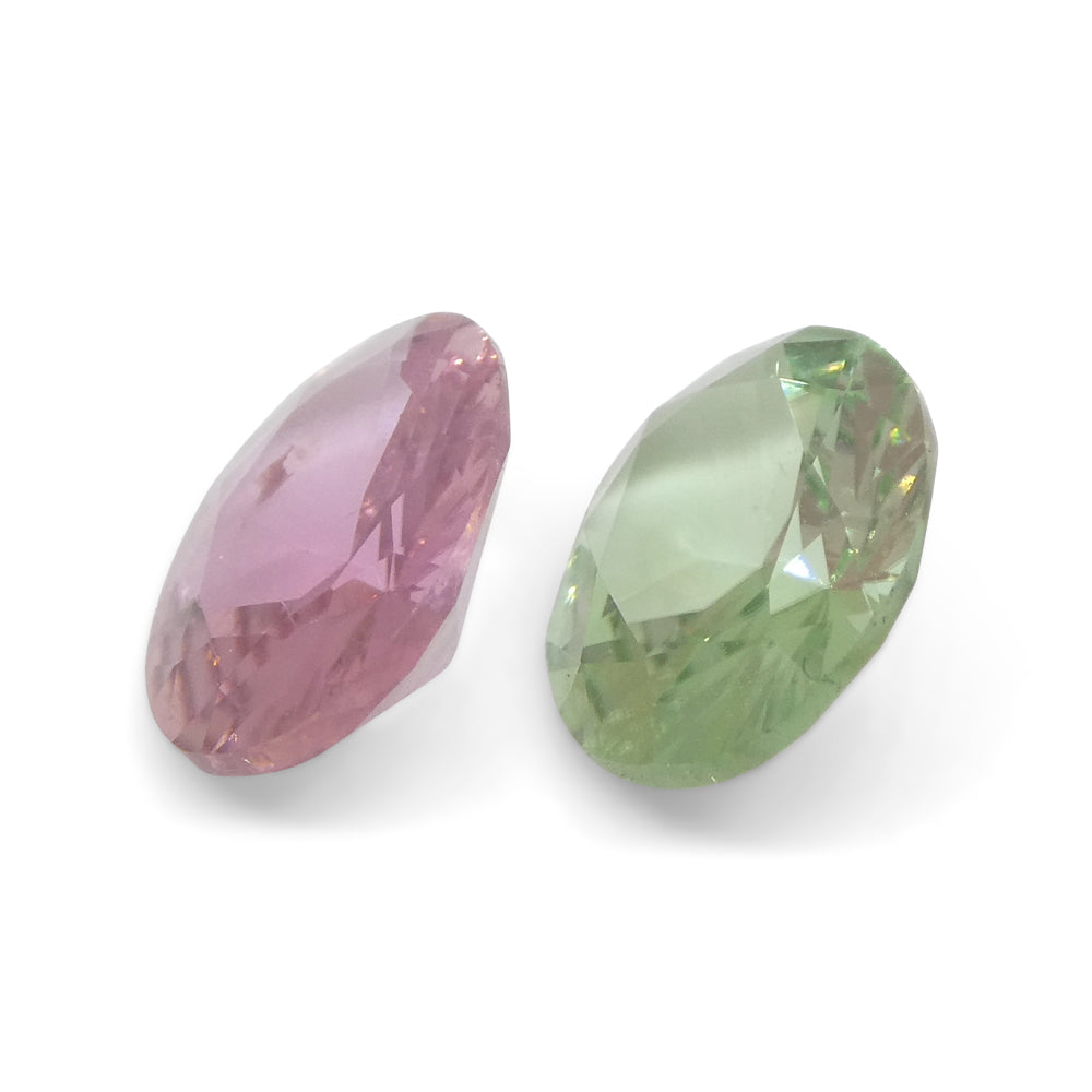 2.7ct Brazilian Pink and Green Oval Tourmaline Matched Pair from SkyJems Rare Gemstone Collection