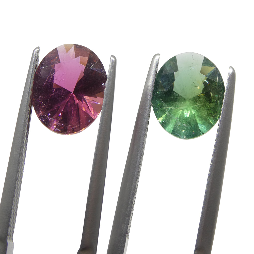 Tourmaline 3.91 cts 7.92 x 9.90 x 4.95 mm/ 7.93 x 9.95 x 4.50 Oval Green/Pink  $790