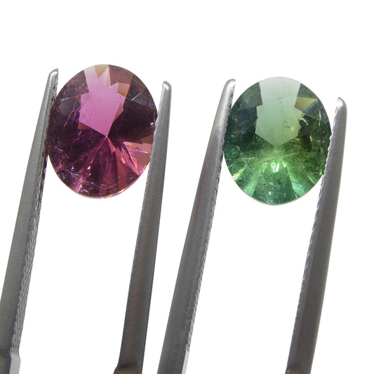 Tourmaline 3.91 cts 7.92 x 9.90 x 4.95 mm/ 7.93 x 9.95 x 4.50 Oval Green/Pink  $790