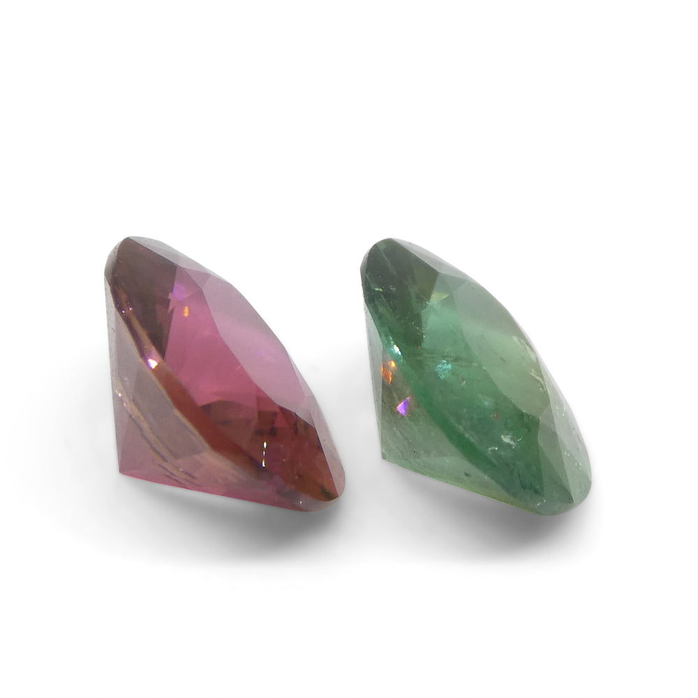 3.91ct Pair Oval Green/Pink Tourmaline from Brazil - Skyjems Wholesale Gemstones