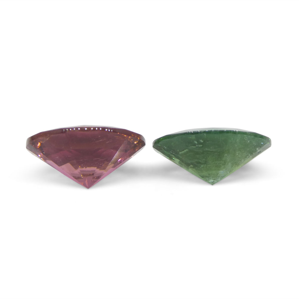 3.91ct Pair Oval Green/Pink Tourmaline from Brazil - Skyjems Wholesale Gemstones