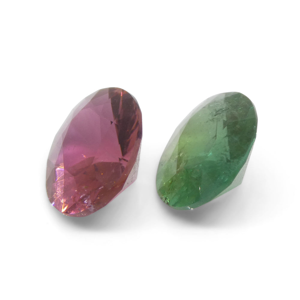 3.91ct Pair Oval Green/Pink Tourmaline from Brazil - Skyjems Wholesale Gemstones