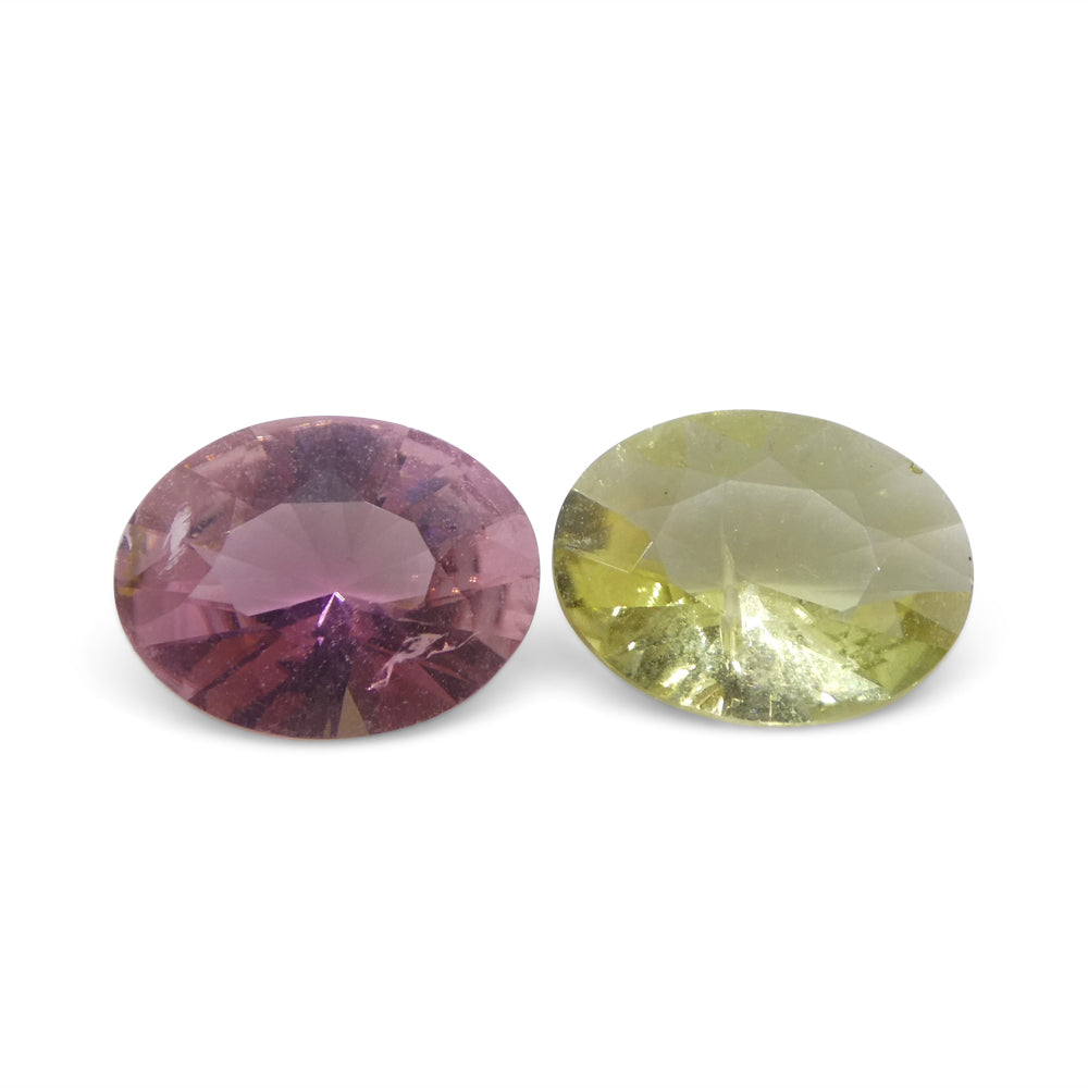 3.32ct Pair Oval Pink/ Yellow Tourmaline from Brazil - Skyjems Wholesale Gemstones