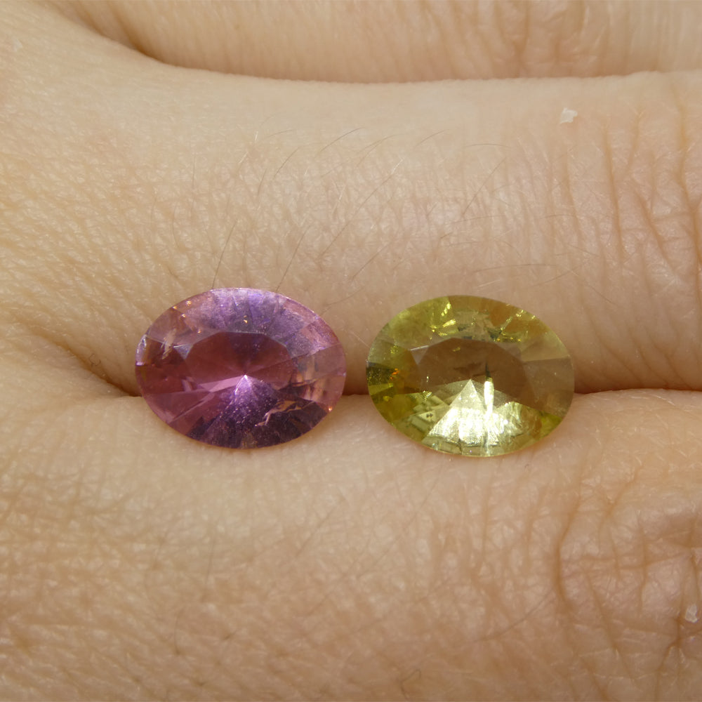 3.32ct Pair Oval Pink/ Yellow Tourmaline from Brazil - Skyjems Wholesale Gemstones