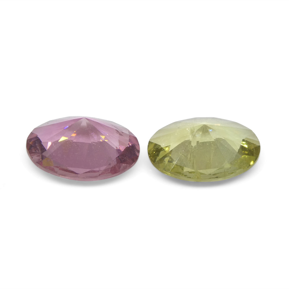 3.32ct Pair Oval Pink/ Yellow Tourmaline from Brazil - Skyjems Wholesale Gemstones