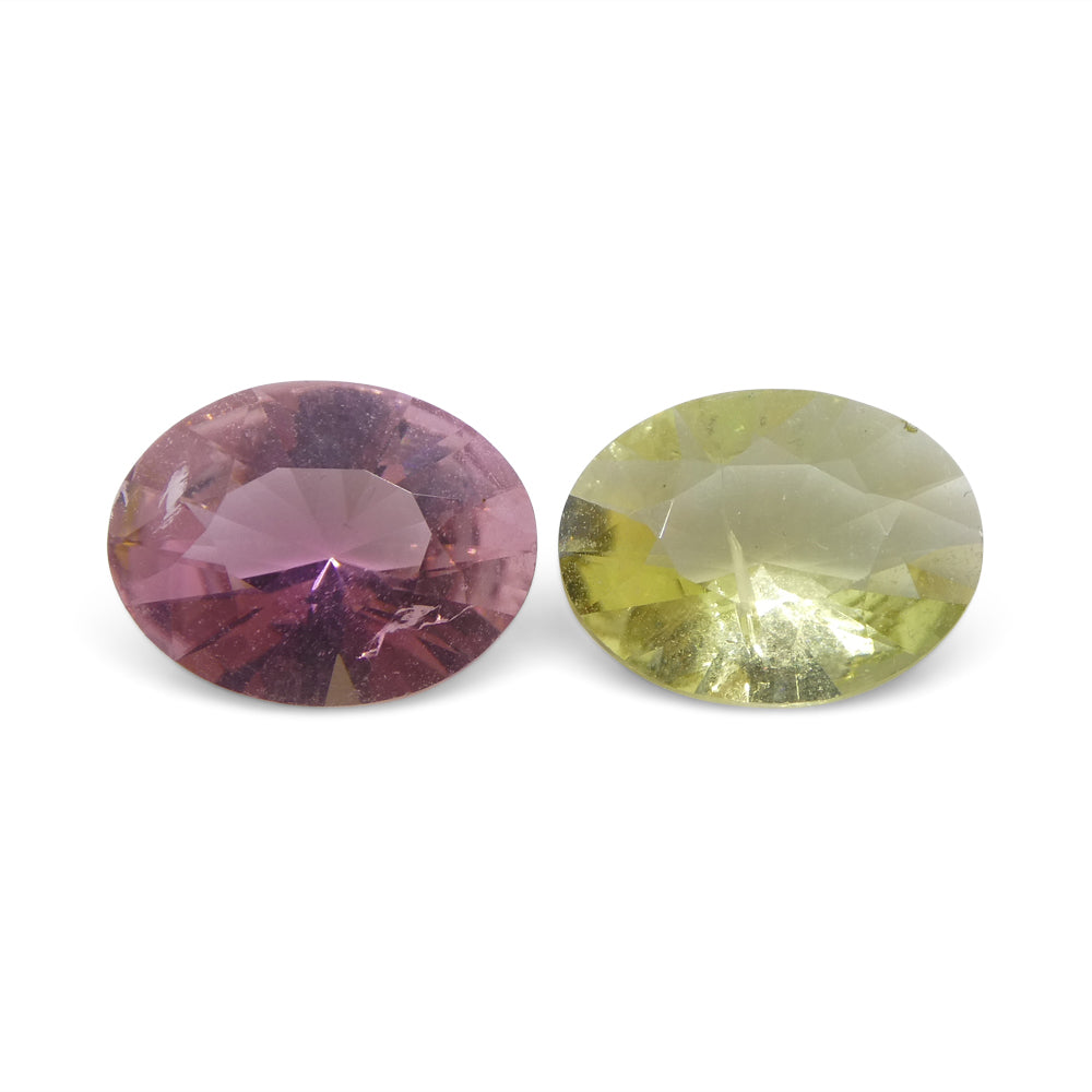 3.32ct Pair Oval Pink/ Yellow Tourmaline from Brazil - Skyjems Wholesale Gemstones