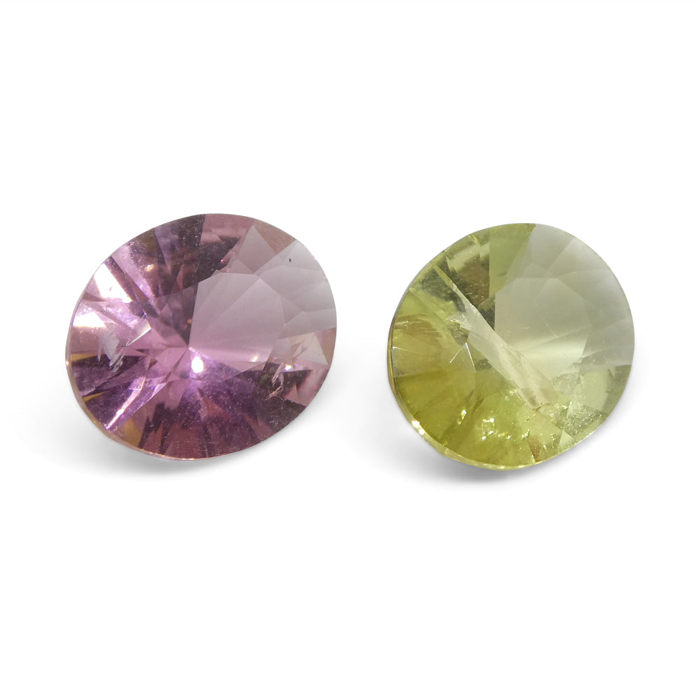 3.32ct Pair Oval Pink/ Yellow Tourmaline from Brazil - Skyjems Wholesale Gemstones