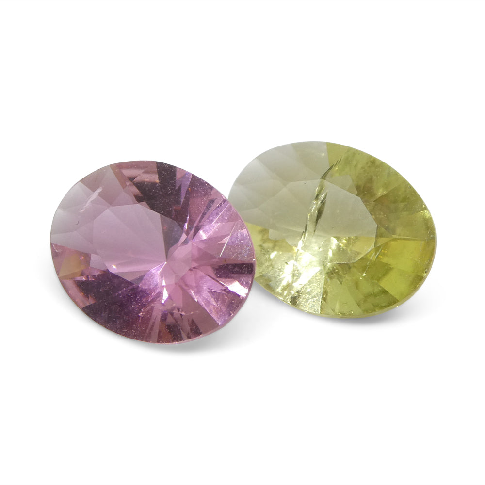 3.32ct Pair Oval Pink/ Yellow Tourmaline from Brazil - Skyjems Wholesale Gemstones