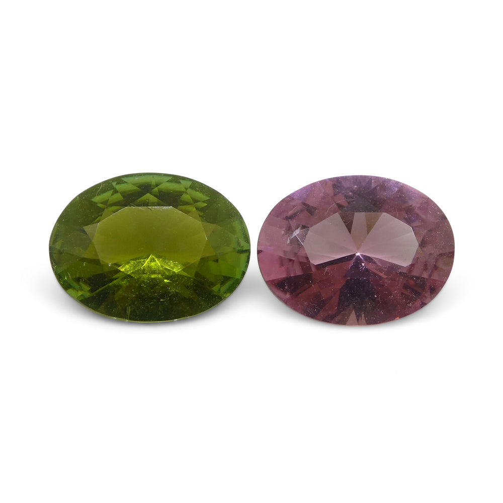 2.49ct Pair Oval Pink/Green Tourmaline from Brazil - Skyjems Wholesale Gemstones